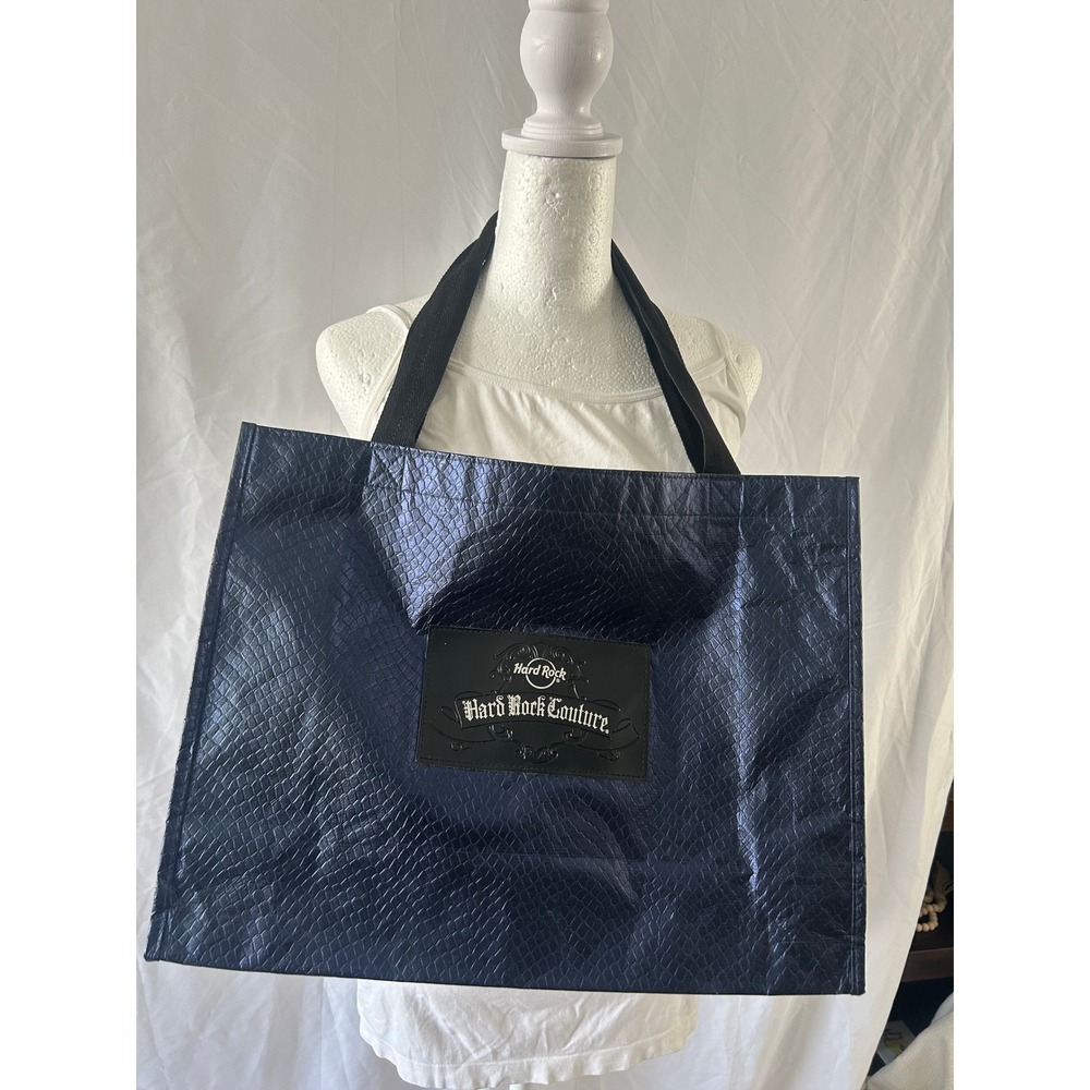 Hard Rock Couture Navy Blue Faux Snakeskin Embossed Large Tote Bag Shopper #499